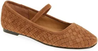 Madewell The Greta Woven Mary Jane Flat in Warm Hickory at Nordstrom, Size 12