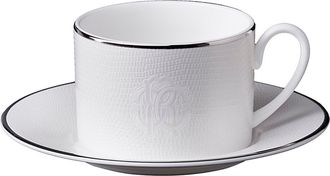 Roberto Cavalli Tea Cup & Saucer with Luxury Box in Lizard Platin at Nordstrom