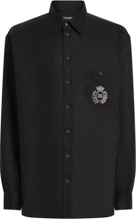 Dolce & Gabbana Zwarte Button-Up Overhemd Klassieke Stijl - Heren - Casual Overhemden - Zwart - L - Overhemden