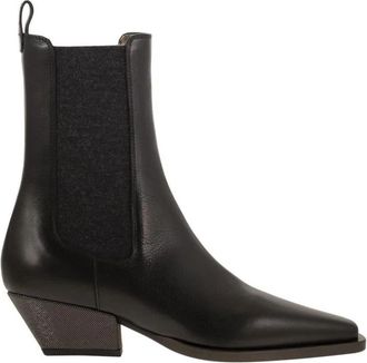 Brunello Cucinelli Chelsea Boots met Monili - Dames - Cowboylaarzen - Zwart - 40 EU - Leer - Schoenen