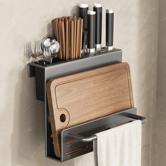 OEM Soporte Para Cuchillos De Cocina De Acero Al Carbono: Elegante Estante De Pared Para Una Cocina Bien Organizada