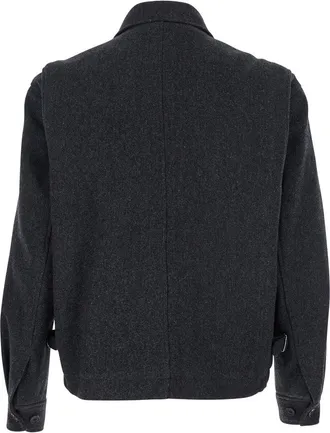 After Pray Mens Grey Jacket With Classic Collar Wool Coat