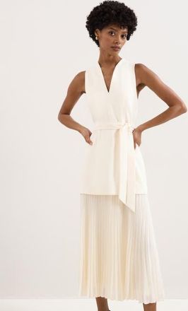 Phase Eight Pia Pleated Midi Dress in Ivory at Nordstrom, Size 12