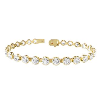 Diamond2Deal 18k Vermeil Plated Silver 10.5 Ct Round Lab Grown Diamond Tennis Bracelet 7