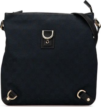 Gucci Borsa a tracolla Abbey in tela GG con anello a D 2000-2015 - Nero