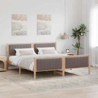 vidaXL Bed frame Brown and taupe 180 x 200 cm Solid pine wood vidaXL