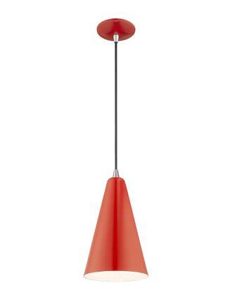 Livex Lighting Livex Metal Shade 1 Lt Shiny Red Mini Pendant