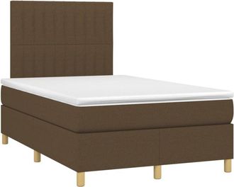 vidaXL Vidaxl - Cama Box Spring Con Colch&oacute;n Y Led Tela Marr&oacute;n Oscuro 120x200 Cm