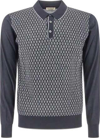 PANICALE Panicale - Geborduurde trui - Heren - Tops - Grijs - Maat: S Zijde