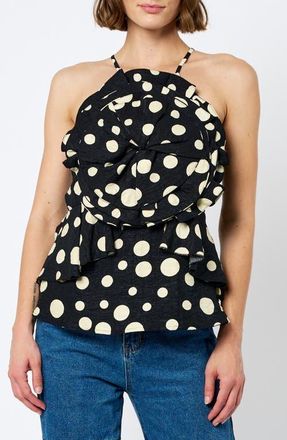 Ciebon Vietta Ruffle Peplum Camisole in Black at Nordstrom, Size X-Small