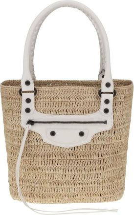 Balenciaga Le City Small Straw Shoulder Bag