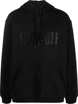 VTMNTS slogan-print pullover hoodie - men - Cotton/Elastane - L - Black