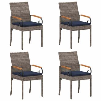 vidaXL Sillas De Jard&iacute;n 4 Pcs Gris Y Azul Marino Polirat&aacute;n Y Acacia Vidaxl