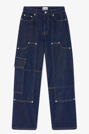 Ganni Navy Dark Rinse Audri Jeans - Size 24W/33L Organic Cotton