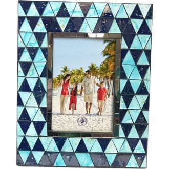 Beachcombers Wood Mosaic Photo Picture Frame Holder in Blue at Nordstrom, Size Medium
