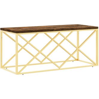 vidaXL Tavolino Salotto in Acciaio Inox e Legno Massello di Recupero - Vidaxl