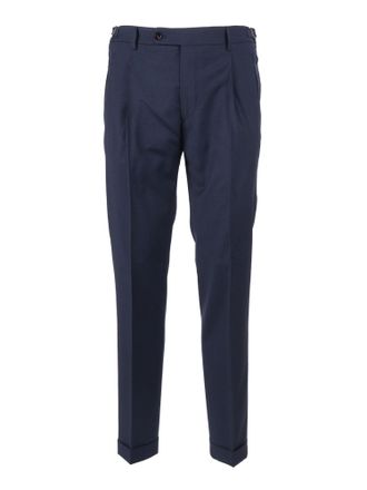 Berwich Deep Blue Virgin Wool Straight-Leg Pants