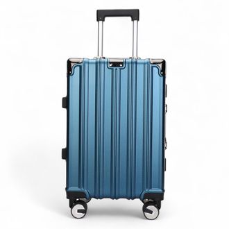 Infinity Leather Unisex Robust Blue Hard Shell Cabin Suitcase Luggage Suitable for Easyjet, Ryanair, Wizzair - Size Small