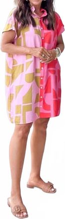THML Clothing Womens Color Block Shift Dress In Pink