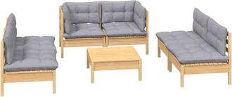 vidaXL Juego De Muebles De Jard&iacute;n 7 Pzas Y Cojines Madera Maciza Pino Vidaxl