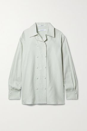 Another Tomorrow + Net Sustain Camicia Doppiopetto In Lino - Verde