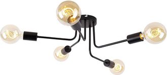 QAZQA Qazqa - Diseño Plafón de diseño negro 5 luces - Facile Acero Redonda Adecuado para led Max. 5 x 40 Watt