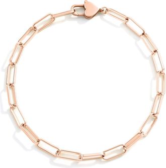 Mint & Lily Heart Padlock Bracelet in 18K Rose Gold Plated at Nordstrom, Size 6.5