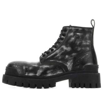 Balenciaga Strike Ankle Boots Washed Out Black Leather 589338WBEF19010