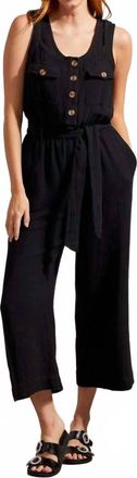 Tribal Button Front Gauze Jumpsuit In Black