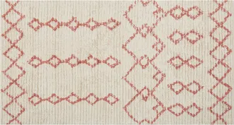 Beliani Beliani - Alfombra De Algod&oacute;n Beige Rosa 80 X 150 Cm Hecho A Mano Patr&oacute;n Geom&eacute;trico Buxar