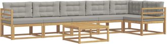 vidaXL Conjunto De Sof&aacute;s De Exterior 7 Uds. Blanco Y Gris Claro Vidaxl