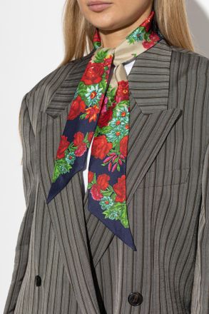 Moschino Silk Scarf With Floral Motif, Unisex, Multicolour
