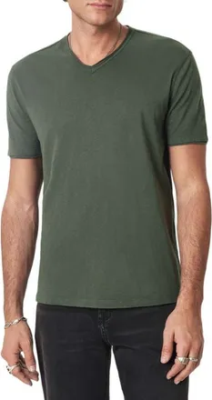 John Varvatos Miles Slub Organic Cotton V-Neck T-Shirt in Moss at Nordstrom, Size Xx-Large