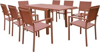 Happy Garden Mesa de jard&iacute;n de aluminio terracota de 90/180 cm