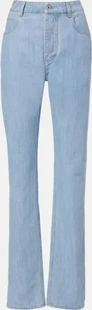 Bottega Veneta Intrecciato leather-trimmed straight jeans