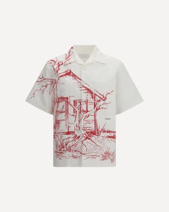 Prada Printed bowling Shirt with Cabin print Male XL