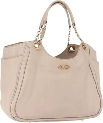 Ferragamo Pre-owned Tote Bag - Dames - Vintage Shopper - Beige - ONE Size - Leer - Vintage