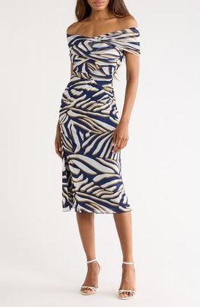 Diane Von F&uuml;rstenberg Lovinia Cap Sleeve Body-Con Dress in Savanna Shadow Navy at Nordstrom Rack, Size Xx-Small