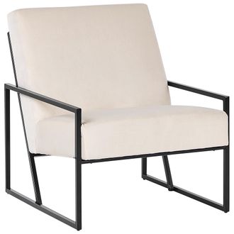 Beliani Sill&oacute;n Moderno Glamour Decorativo Estructura De Metal Negro Tapicer&iacute;a De Terciopelo Beige Claro Delary