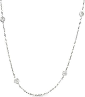 Pompeii3 1ct Diamonds Bezel Station 18 14K White Gold Womens Necklace