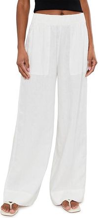 Beyond Yoga Easy Wide Leg Linen Pants Womens Clothing White : XL (US Womens 14-16)