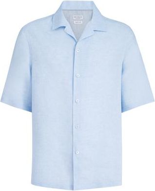 Brunello Cucinelli Short sleeve shirt in Azure at Nordstrom, Size Xxx-Large Eu
