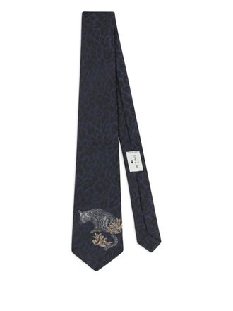 Etro Stropdas met dieren-jacquard - Blauw