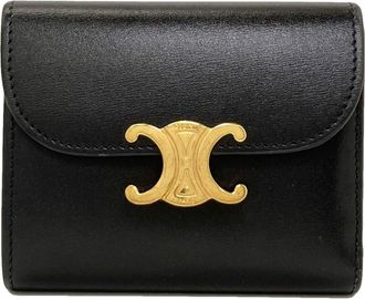 Celine Black Leather Wallet (Tri-Fold) (Pre-Owned)