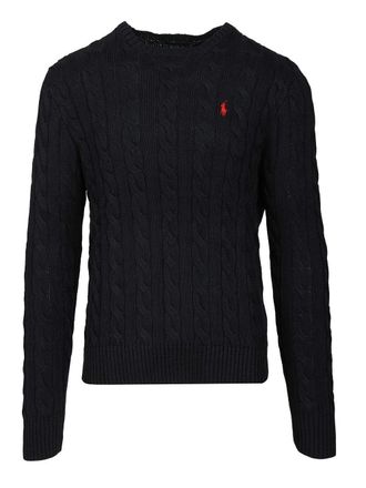 Polo Ralph Lauren Cable Knit Cotton Sweater Knitwear Grey