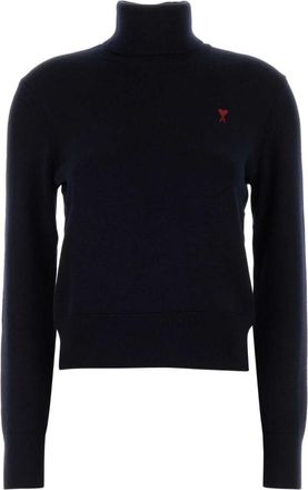 Ami Black Logo Turtle Neck Sweater