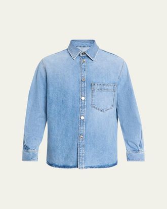 Givenchy Mens Stone-Washed Denim Shirt