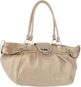 Ferragamo Pre-owned Leren Schoudertas - Dames - Vintage Schoudertas - Beige - ONE Size - Leer - Vintage