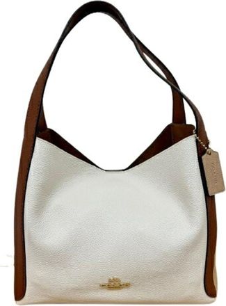 Coach Beige Brown White Leather Tote Bag (Pre-Owned)