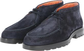 Santoni Klassieke Desert Boot - Heren - Veterlaarzen - Blauw - 43 1/2 EU - Leer - Schoenen